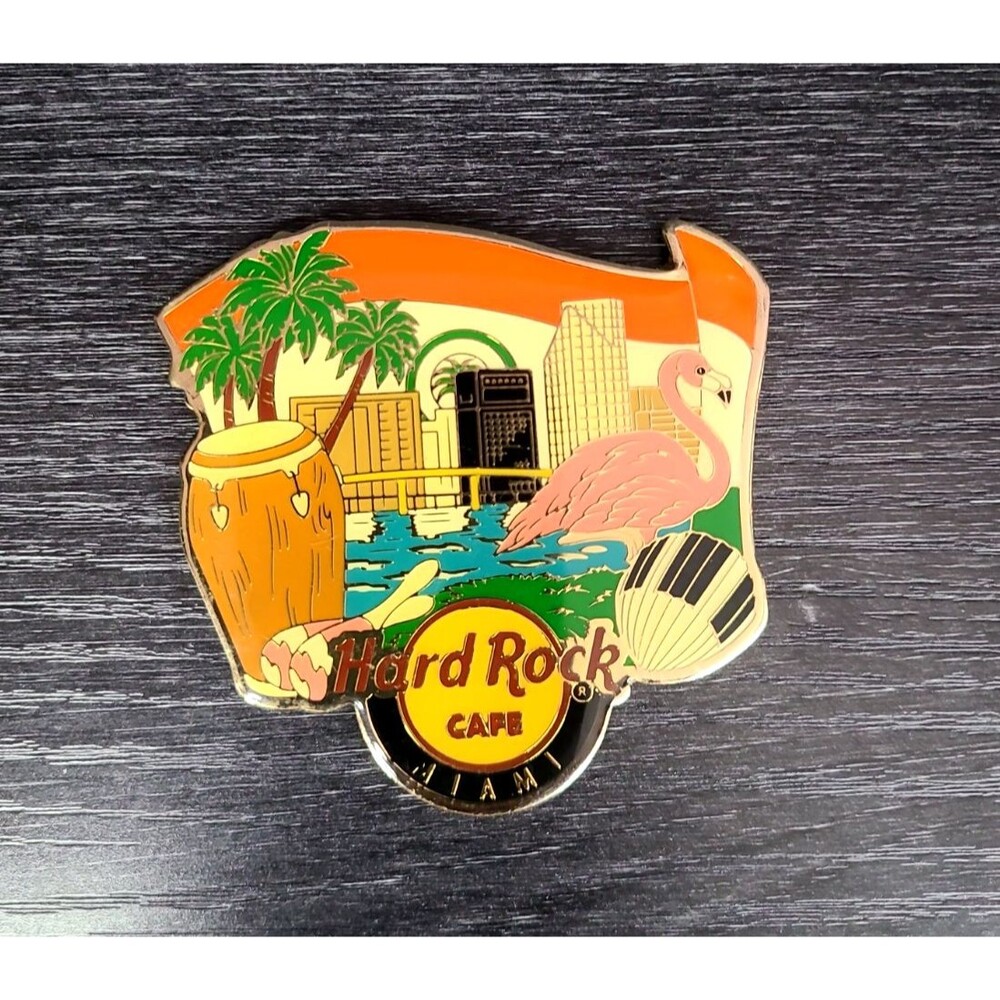 Hard Rock Cafe HRC MIAMI Florida DRUM, PALM TREES,FLAMINGO, OCEAN MAGNET RARE